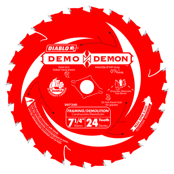 Diablo Demon 7-1/4 in. 24-Tooth Demo Demon™ Framing/Demolition Saw Blade