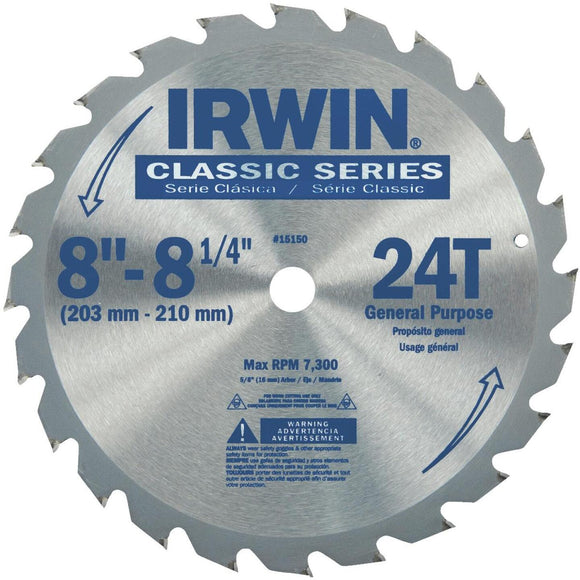 Irwin Classic Series 8-1/4 In. 24-Tooth General Purpose Circular Saw Blade